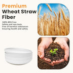 Homienly Wheat Straw Plates Set of 8, 9 inch Unbreakable Microwave and Dishwasher Safe Plates, Lightweight Round Dinner Plates with Unique Texture, Plate for Kitchen, Camping, Picnic - White