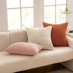 MIULEE Pink Corduroy Pillow Covers Pack of 2 Boho Decorative Spliced Throw Pillow Covers Soft Solid Couch Pillowcases Cross Patchwork Cushion Covers for Living Room Bed Sofa 18x18 inch Valentines Day