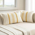 MIULEE Set of 2 Mustard Yellow Boho Decorative Lumbar Pillow Covers 12x20 Inch Farmhouse Rustic Couch Throw Pillows Modern Cotton Cushion Covers Retro Cute Macrame Woven Home Decor for Bed Sofa Chair