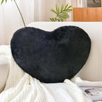 Black Heart Pillows, Cute Heart Decorative Pillow, Heart Shaped Throw Pillows for Bed, Faux Rabbit Fur Plush Hoom Decor Pillow Cushion for Chair Sofa Living Room (Mini 12.9" x 9.8")