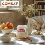 ComSaf Airtight Glass jar with lid 17oz, Glass Storage Containers with Lids, Small Canister, Mason Jars, Minimalist Jar for Kitchen Canning, Overnight Oats, Pickle, Spice, Set of 6