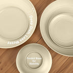 Wheat Straw Dishes Set Service for 8, Reusable Plastic Dinnerware Set 32 PCS, Kitchen Plates and Bowls sets, Unbreakable Microwave and Dishwasher Safe Camping Dishes for RV, Outdoor - Beige