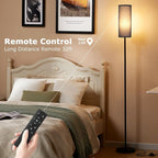Ambimall 64'' Floor Lamps for Living Room with Remote Control and Stepless Dimmable Colors Temperature & Brightness, 9W Bulb Included(Black Lampshade & Black Pole)