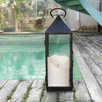 Homemory 6.3" x 8" Extra Large Outdoor Waterproof Candle with Auto 6-Hour Timer, Big Flameless Candle, Extra Wide and Tall Pillar Candle Battery Operated, White Plastic Made, Long Last for Months