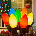 C9 Christmas Lights Outdoor Multicolor, 50 FT Vintage C9 Christmas String Lights for Christma Holiday Indoor Room Roofline Backyard Garden Patio Home Xmas Decor, E17 Base, Green Wire