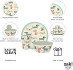 Zak Designs Kids Dinnerware Set 3 Pieces, Durable and Sustainable Melamine Bamboo Plate, Bowl, and Tumbler are Perfect For Dinner Time With Family (Dog)