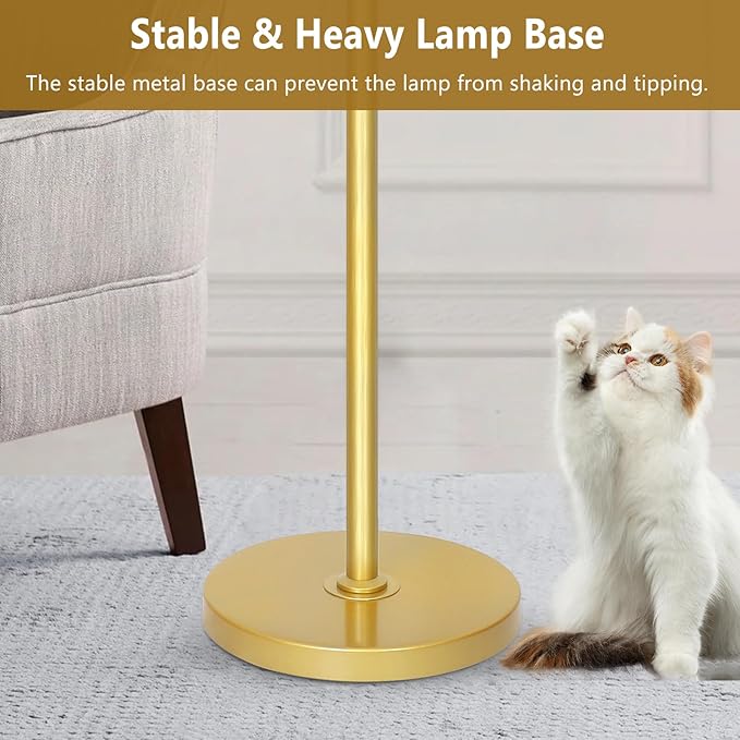 Boho Gold Crystal Floor Lamp, 3 Lights Vintage Dimmable Standing Lamp with Amber Crystal Shade, Dimmer Switch, Mid Century Modern Tree Lamp, 65IN Brass Tall Corner Lamps for Living Room Bedroom