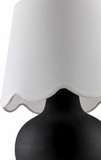 BoutiqueRugs Navarro Boho Ceramic Bedside Table Lamp for Bedroom Nightstand and Living Room - Shade Cotton - Black, White - 13" H