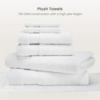 BIOWEAVES 100% Organic Cotton Bath Towel Set | 700 GSM Plush 7-Piece Premium Towel Set GOTS Certified, 2 Bath Towels, 2 Hand Towels & 2 Washcloths, 1 Bath Mat - White