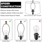 Black Square Cut Corner Bell Lamp Shade Medium Lampshade 6.5``Top×13``Bottom×10.6``Hight(Spider) Rustic Lamp Shade for Table & Floor Lamp - Lampshade Replacement