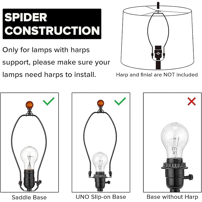 Black Square Cut Corner Bell Lamp Shade Set of 2 Medium Lampshade 6.5``Top×13``Bottom×10.6``Hight(Spider) Modern Lamp Shade for Table & Floor Lamp - Lampshade Replacement