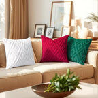 decorUhome Christmas Couch Throw Pillow Covers 22x22 Set of 2, Decorative Soft Plush Faux Wool Neutral Accent Pillow Covers for Bed Sofa Living Room, Green