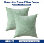 MIULEE Pack of 2 Couch Throw Pillow Covers 16x16 Inch Soft Greyish Green Chenille Pillow Covers for Sofa Living Room Solid Dyed Pillow Cases