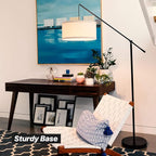 Brightech Hudson 2 - LED Floor lamp, Tall Lamp with Sturdy Base, Contemporary Arc Lamp for Living Rooms & Offices, Great Living Room Décor, Mid Century Modern for Bedroom - Jet Black