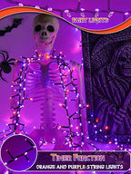 800 LED Halloween Slow Twinkle Cluster Lights, Firecracker Fairy Lights with 15 Modes & Timer Function, 33FT Waterproof String Lights for Indoor Outdoor Tree Halloween Decorations, Orange and Purple
