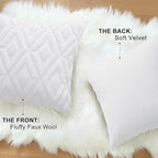 decorUhome Couch Throw Pillow Covers 12x20 Set of 2, Decorative Soft Plush Faux Wool Lumbar Neutral Accent Pillow Covers for Bed Sofa Living Room, Pure White