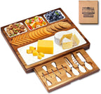 Charcuterie Board Set - EUMUU Premium Large Acacia Wood Cheese Platter with Reusable Bowls, Cheese Knives and Forks - Housewarming, Wedding, Bridal Shower, Birthday Gifts