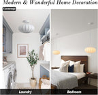 11.5in Small Lantern Pendant Light, Imitation Silk Lampshade, White Bubble Pendant Light, Large Hanging Lamp Simple Chandelier for Dinning Room Kitchen Island Bedroom Restaurant Cafe