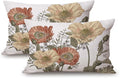 TSSOHU Vintage Flower Throw Pillow Covers 12x20 Brown Rust Colored Floral Botanical Pattern Decorative Pillows Outdoor Linen Farmhouse Cushion Case Country Pillowcase for Sofa Bed Room Decor Set of 2