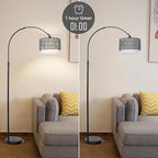 Boho Floor Lamps for Living Room, Arc Floor Lamp for bedroom with Remote and Dimmable Bulb, Over Couch Standing Lamp, Farmhouse Tall Lamp with 3 Color Temperatures, Height Adjustable Corner Floor Lamp