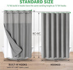 Extra Long No Hooks Needed Linen Textured Shower Curtain with Snap-in Fabric Liner Set,Grey Hotel Luxury Decor Shower Curtains for Bathroom,Waterproof & Washable,71Wx86H
