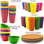 KX-WARE Plastic Plates Set of 12 - Unbreakable and Reusable 9.875 inches Dinner Plates, Multicolor | Dishwasher Safe, BPA Free