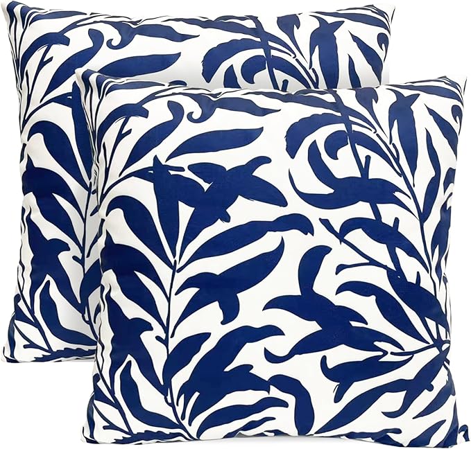 Decorative Throw Pillow Covers Set of 2 Blue Pillow Covers 18x18 inch Short Plush Couch Throw Pillow Cases Floral Throw Pillows,Farmhouse Outdoor Pillow Covers for Sofa Bed Living Room Car