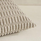 Fancy Homi Taupe Lumbar Decorative Throw Pillow Covers 12x24 Inch for Living Room Couch Bed Sofa, Rustic Farmhouse Boho Home Decor, Soft Striped Corduroy Rectangle Cushion Case 30x60 cm