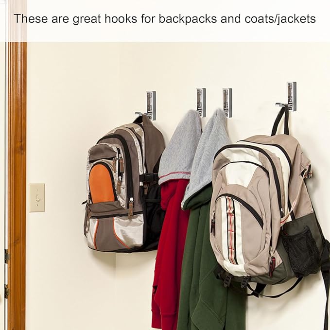Foldable Coat Hooks 4 Pack,Heavy Duty Wall Hooks for Hanging Coats Towels Backpacks Bags Brushed Nickel Towel Hooks for a Functional Home (Brushed Nickel, 4)