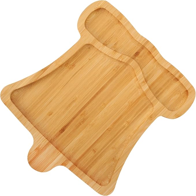 WILLKOMMEN Christmas Serving Tray, Bamboo Bell Shaped Serving Platter, Charcuterie Board Serving Dishes 10" x 9" for Party Cookie Fruit Tray Cheese Board Plate