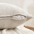 MIULEE Pack of 4 Couch Throw Pillow Covers 20x20 Inch Cream Soft Decorative Chenille Pillow Covers Farmhouse Accent Cushion Covers for Boho Home Decor Sofa Bedroom Living Room