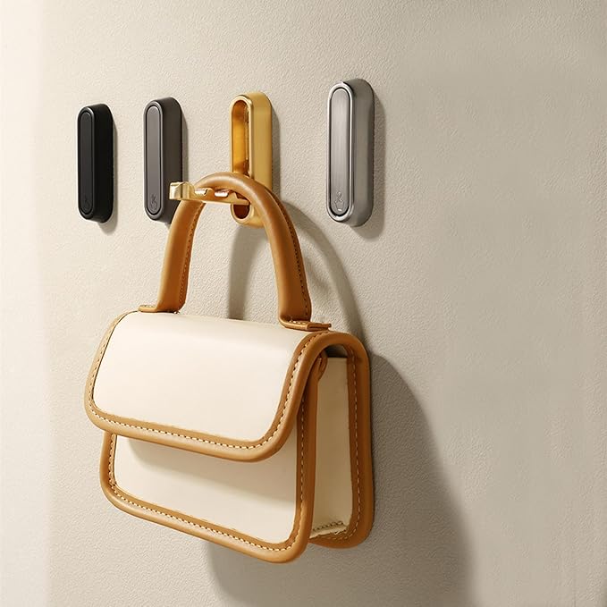 4PCS Folding Coat Hook, Heavy Duty Wall Hooks Made of Zinc Alloy, Foldable Wall Hooks for Hanging Coats, Scarves, Hats, Bathrobes, Keys, Bags (Black)