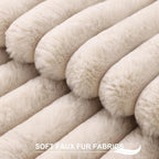 Pallene Faux Fur Plush Throw Pillow Covers 24x24 Set of 2, Luxury Soft Fluffy Striped Decorative Pillow Covers for Sofa, Couch, Living Room, Apricot