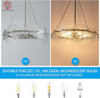 XINGQI Modern Farmhouse Chandelier 6-Light Silver Glass Drum Chandeliers 19.7" Height Adjustable Water Ripple Rustic Pendant Lighting Fixture for Dining Room Living Room Kitchen Island