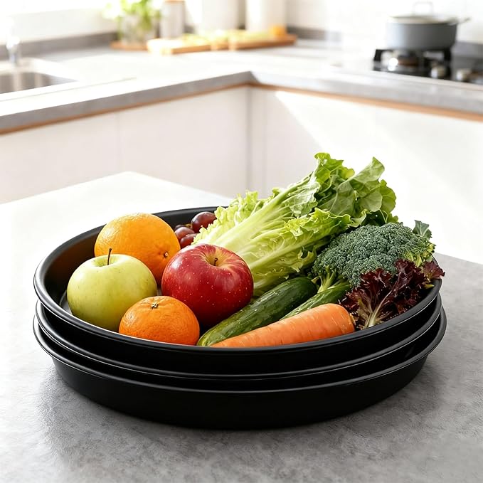 TITE 3 Pack Plant Saucer Heavy Duty Sturdy Drip Trays for Indoor and Outdoor (12 Inch, Black)