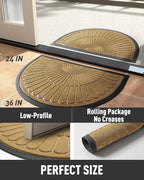 tchdio Door Mat Outdoor Indoor Entrance Doormat-Semicircular Durable Rubber Non Slip Front Door Mat for Outside Inside Entry Entryway Dirt Trapper WelcomeMat for Muddy Paws and Shoes-Yellow 24”x36”