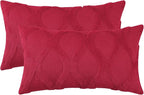 decorUhome Christmas Throw Pillow Covers 12x20 Inch Set of 2, Soft Plush Faux Fur Wool Lumbar Red Couch Pillow Covers, Decorative Neutral Pillow Cases for Bed Sofa Living Room Home Decor