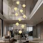10-Lights LED Staircase Chandelier Modern Foyer Crystal Chandeliers Large Gold Chandelier for High Ceilings,Crystal Pendant Light for Living Room Stairwell Dining Room Entryway