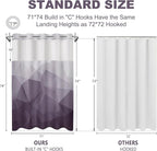 No Hook Shower Curtain with Snap in Liner and Sheer Window, Purple Modern Geometric Fabric Shower Curtain Set for Bathroom Decor, 15-Second Quick Install, Abstract Irregular Ombre, 71"X74"