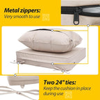 AAAAAcessories Outdoor Deep Seat Cushions, Waterproof, Fade-Resistant Patio Furniture Replacement Cushions, 25.5" x 25.5" x 5" + 25.5" x 19", Set of 4, Khaki Beige