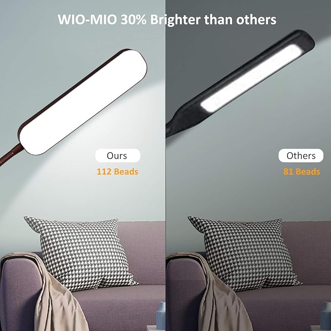 Led Floor Lamps with 15w/1000lm Bright LED Floor Lamp with Stepless Adjustable 3000K-6000K Colors and Dimmer, Remote and Touch Control Reading Lamp, Adjustable Gooseneck Floor Lamp for Living Room