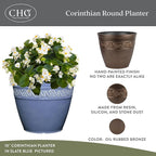 Classic Home and Garden Corinthian Resin Planter Pot - Outdoor & Indoor Plant Pot - Round Planter for Plants & Flowers (13" Oil Rubbed Bronze, Pack of 1)