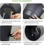 12 inch Large Self Watering Pots for Indoor Outdoor Plants, Flower Plant Pots with Mesh Drainage Holes for Garden House Plants, Plastic Planters with Reservoir for Home Decor, Black
