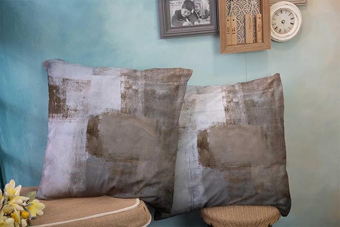 CAPSCEOLL Grey Beige Throw Pillow Covers Modern Home Art Decor,20 X 20 Inches Set of 2 Pillow Cases Decorative,Abstract Oil Painting Pillowcases for Bedroom,Living Room,Cushion Couch Sofa