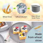 supernal 16pcs Dark Grey Wheat Straw Plates, Deep Dinner Plastic Plates, Reusable Plate, 10 inch Unbreakable Plate Set for Picninc, Camping, Lightweight Microwave Dishwasher Safe
