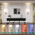 Battery Operated Wall Sconce, 120H Usage Time 22.6" Rechargeable Wall Light with Dimmable Bulb, 12 Colors Wall Sconce for Bedroom Living Room, Silver