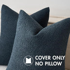 MIULEE 18x18 Inch Decorative Pillow Covers for Couch Bed Set of 2 Textured Boucle Neutral Winter Throw Pillows Navy Blue Accent Solid Cushion Pillowcases Sofa Livingroom Home Decor