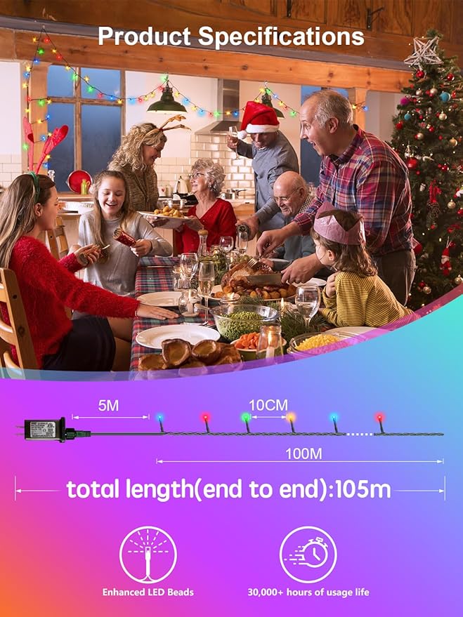 1000 LED String Lights Outdoor, 328FT Multicolor Christmas Lights for Outside with Remote, Timer Memory Function, 8 Modes Waterproof Fairy Lights Plug in, for Xmas Tree Bedroom Patio Party