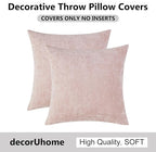 decorUhome Chenille Blush Pink Throw Pillow Covers 20x20 Inch Set of 2, Decorative Soft Couch Pillow Covers Solid Dyed Accent Velvet Farmhouse Neutral Square Pillow Cases for Sofa Bed Living Room