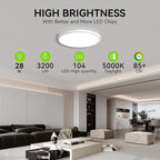 MODERN Two Pack 28W 3200lm Flush Mount LED Ceiling Light, Super Thin 12 inch, 5000K Daylight, UndimmableCeiling Light Surface Mount for Bedroom, Living Room, Dining Room